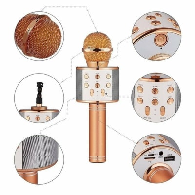 MICROFONO CON PARLANTE BT ROSE GOLD2