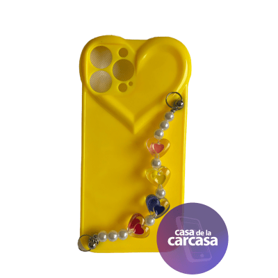 Carcasa Strap Corazon Amarillo iPhone 13 Pro Max