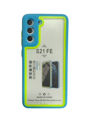 Carcasa Transparente Borde Celeste S21 Fe1