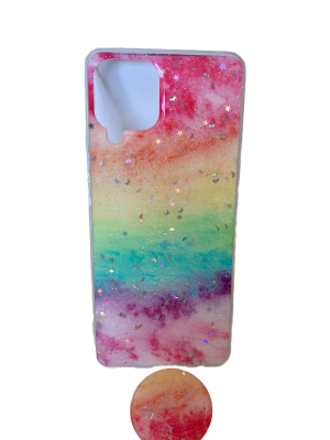 CARCASA A22 ARCO IRIS POP SOCKET NARANJA1