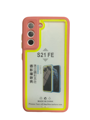 Carcasa Transparente Borde Rosado S21 Fe1