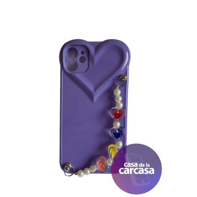 Carcasa Strap Corazon Morado iPhone 111