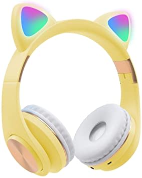 Audifono Bluetooth Oreja Gatos Amarillo1