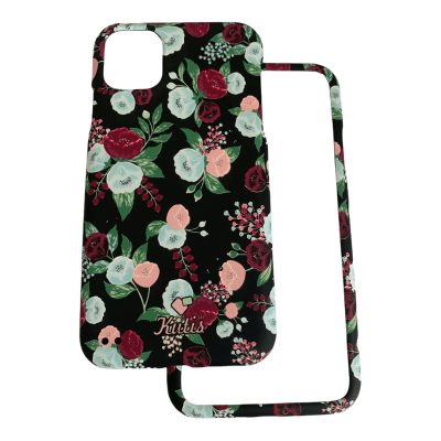 Carcasa Kutis 360° iPhone 11 Diseño Flores Negro1