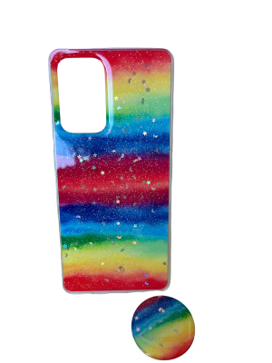 CARCASA A52/A52S ARCO IRIS POP SOCKET AMARILLA1