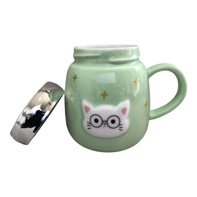 Mug Tazon Gatito Verde1
