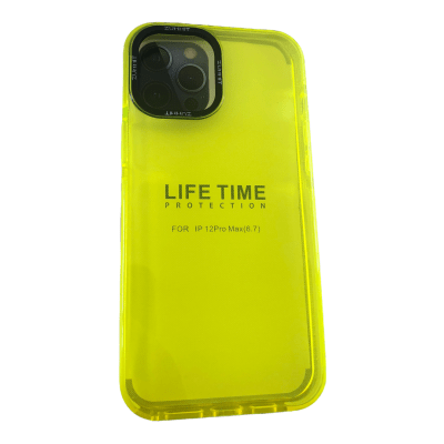 Carcasa iPhone 12 Pro Max Transparente Amarillo Fluor1