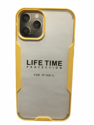 Carcasa Transparente Mate Borde Amarillo iPhone 12/12 Pro