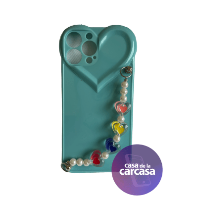 Carcasa Strap Corazon Celeste iPhone 13 Pro Max