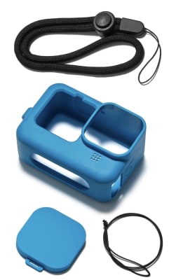 FUNDA SILICONA Y VIDRIO TEMPLADO GOPRO HERO9 AZUL3