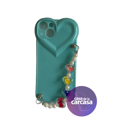 Carcasa Strap Corazon Celeste iPhone 131