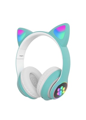 Audífono Bluetooth Orejas Gato Verde Luces3