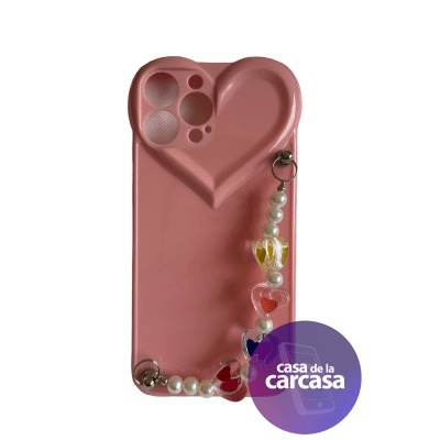 Carcasa Strap Corazon Rosado iPhone 13 Pro Max1