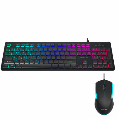 Teclado + Mouse Philips Momentum Alambrico Luces RGB SPT 82641