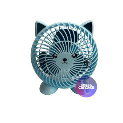 Ventilador Gatito Mini Fan Recargable 1 Bateria Celeste1