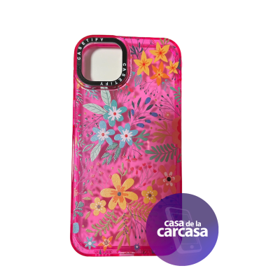CARCASA CASETIFY IP 13 ROSADA FLORES1