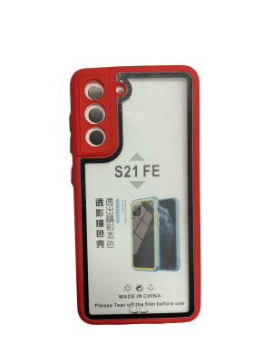 Carcasa Transparente Borde Rojo S21 Fe1
