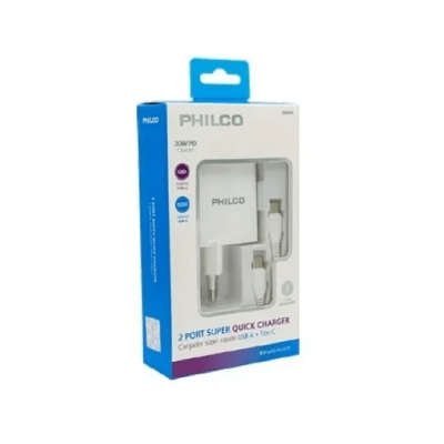 Cargador de Pared tipo C Super Rápido 30W Philco QC6301