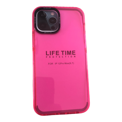 Carcasa iPhone 12 Pro Max Transparente Rosa Fluor1