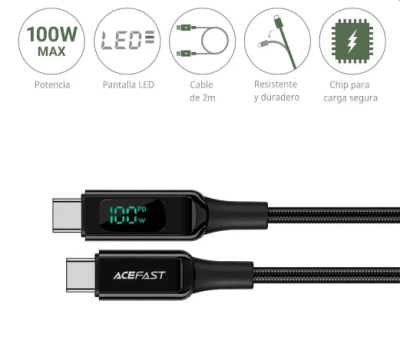 Acefast Cable de carga C-C 100W 2mt2