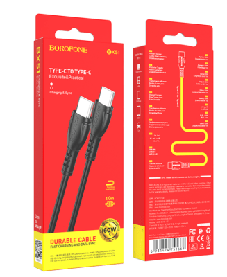 Cable Tipo C-C Borofone BX51 Negro 60W1