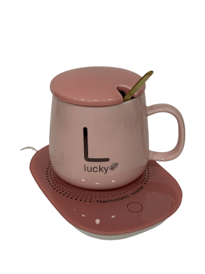 Taza con calentador Rosada1