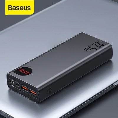 Bateria Externa 30000 mAh Metal Digital Adaman 22.5 Watts Cable USB C1