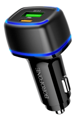Cargador Auto PD20W QC3.0 USB y Tipoc C Negro Borofone BZ14A1