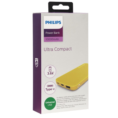 Power Bank Philips 10000mAh Usb/usb-c Amarillo1