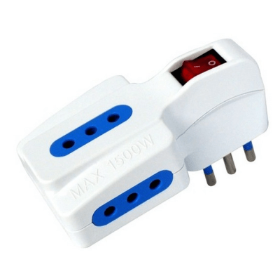 Adaptador Enchufe 3 Tomas 10A con interruptor