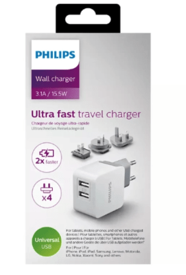 PHILIPS CARGADOR VIAJE  3.1A/15.5W1