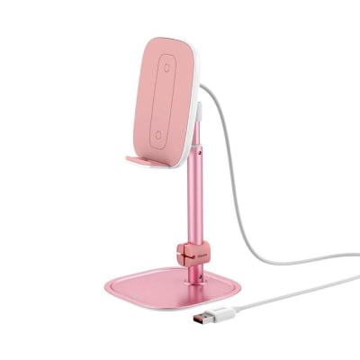 Soporte de Teléfono con Cargador Inalámbrico Baseus Rosado1