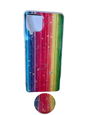 CARCASA A22 ARCO IRIS POP SOCKET ROJO1