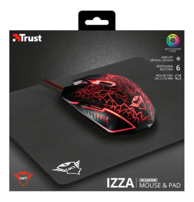 Mouse Trust IZZA iluminado + Pad 245x210mm GXT 783 Gamer2
