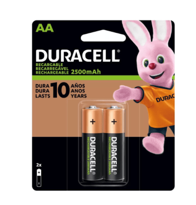 Pack 2 Pilas Recargables Duracell 2500 mAh AA