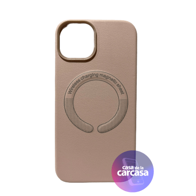 Carcasa Cuero Magsafe Rosado claro IPH 14 PRO1