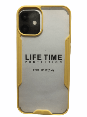 Carcasa Transparente Mate Borde Amarillo iPhone 12 Mini1