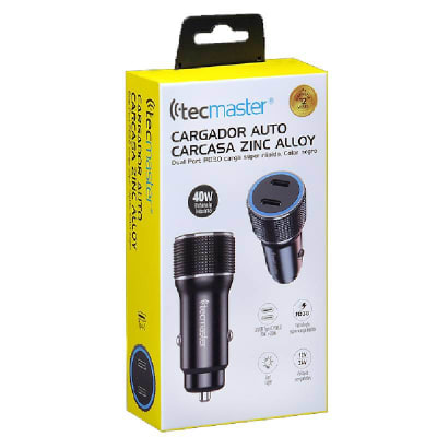 Tecmaster Cargador Auto 40w 2 usb tipo c1