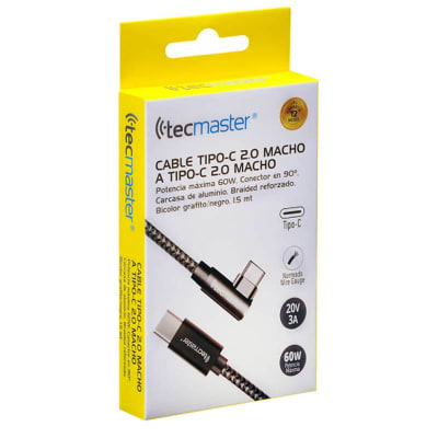 Tecmaster Cable Tipo C-C 60W 90° 1.5 mt1