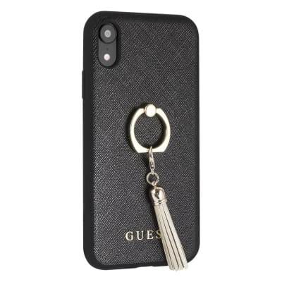 Carcasa Guess Iphone XR Negra Anillo Dorado2