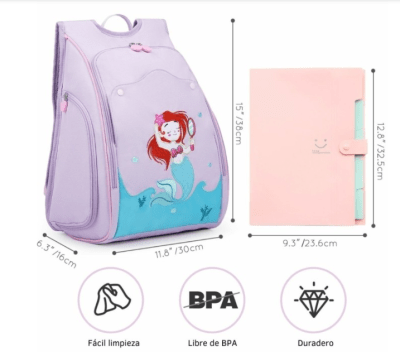 Mochila Kids Mommore Sirena Morada2