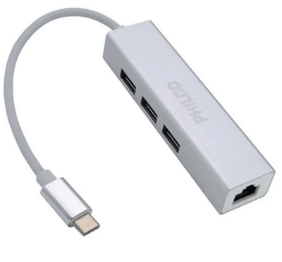 HUB USB TIPO C CON 3 PUERTOS USB 3.0 Y LAN ETHERNET1