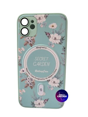 Carcasa Floral Magsafe iPhone 11 Turquesa3