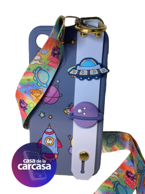Carcasa IPH 12 Planeta Lanyard Azul1