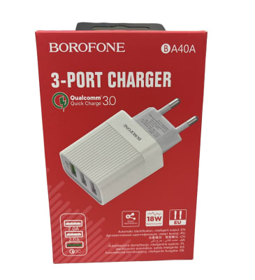 Cargador 3 USB 18w Borofone A40A Blanco1