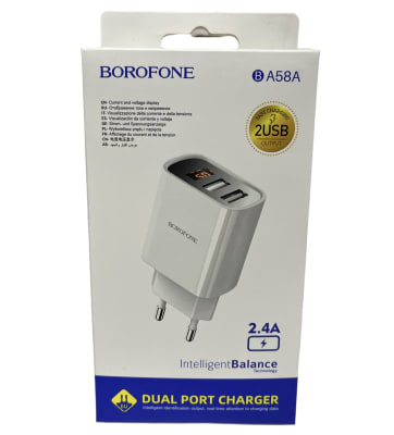 Cargador 2 USB 2.4A Borofone Blanco A58A2