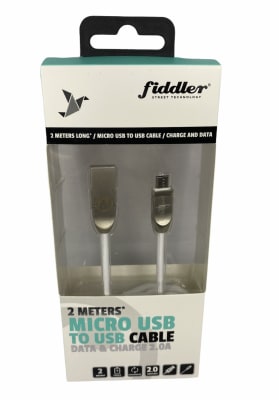 Cable Micro USB Fiddler 2 Metros Blanco 2.0A1