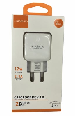 Cargador Motomo completo Tipo C o Micro USB 12W 2.1A3