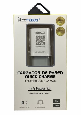 Tecmaster Cargador Rápido USBC 3.01