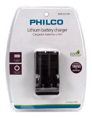 Cargador para 2 Baterias Litio Ion Philco 18650